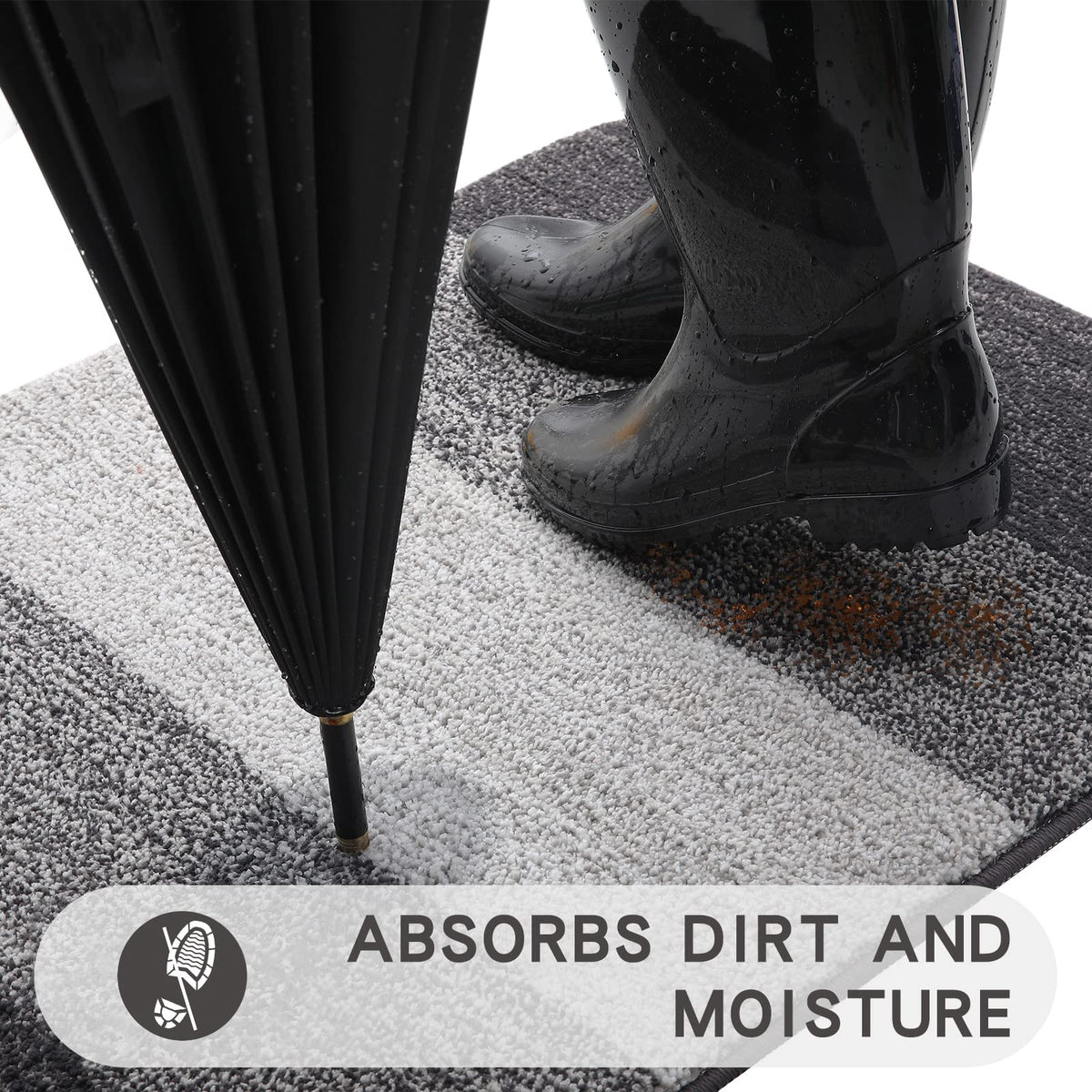 Kitinjoy non-slip dirt trapper mat prevents slips on wet floors.