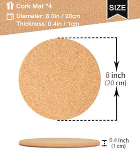 KITLAB absorbent cork plant mat 8-inch beneath pot absorbs moisture