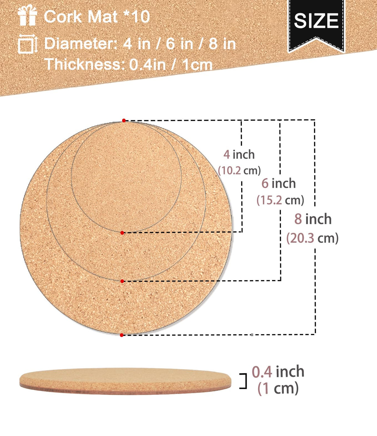 KITLAB cork plant coaster 8-inch round ideal for large planters