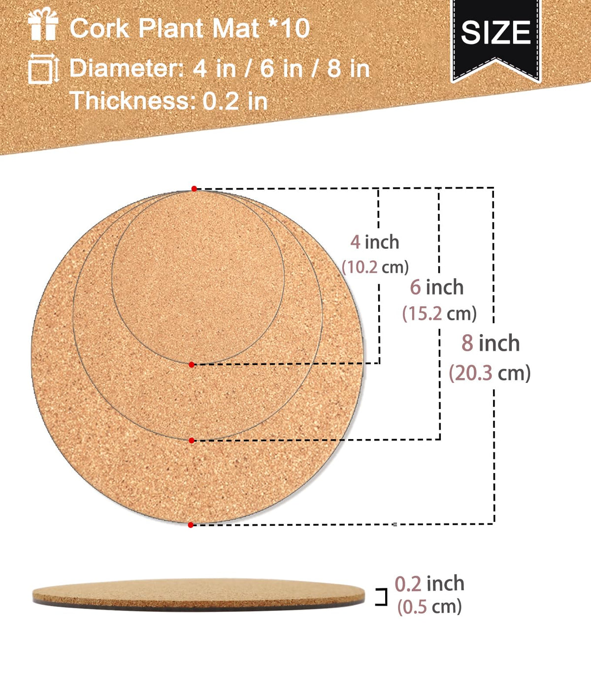 KITLAB cork planter coasters 8in group ideal for larger plants and spills prevention