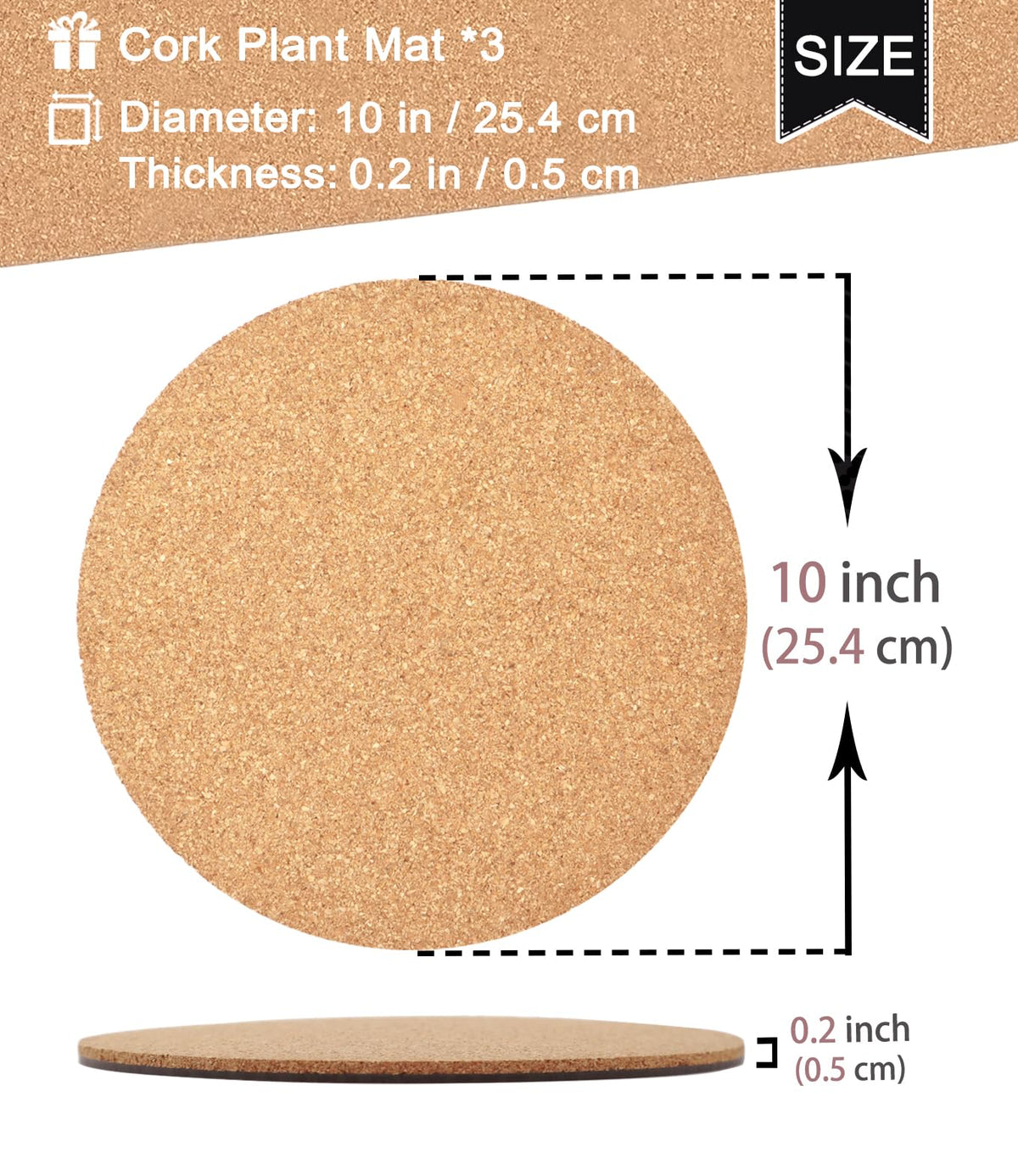 KITLAB round cork planter coaster offers stable footing for easy plant moves.