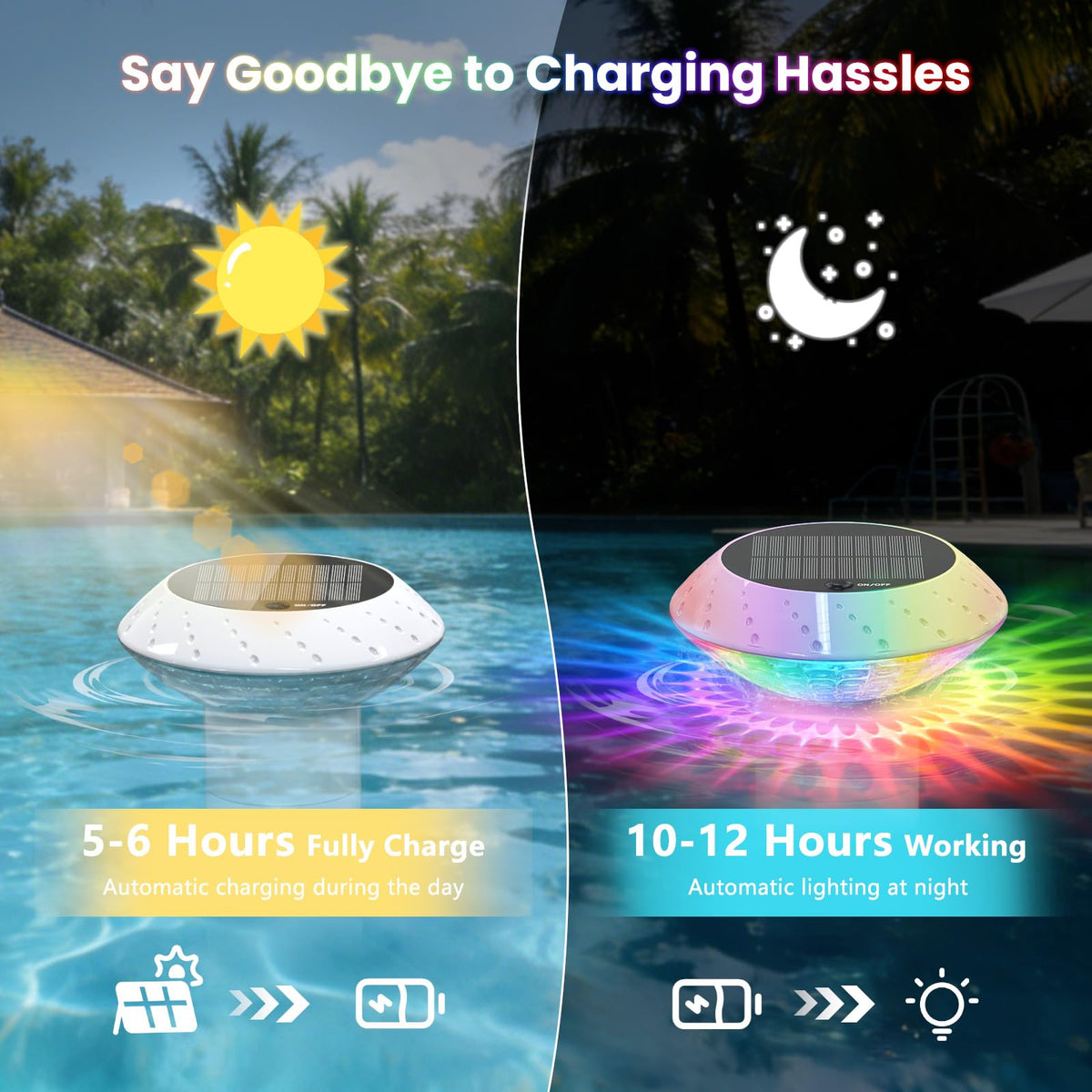 Kitloo pool light with remote control for easy night-time ambiance.