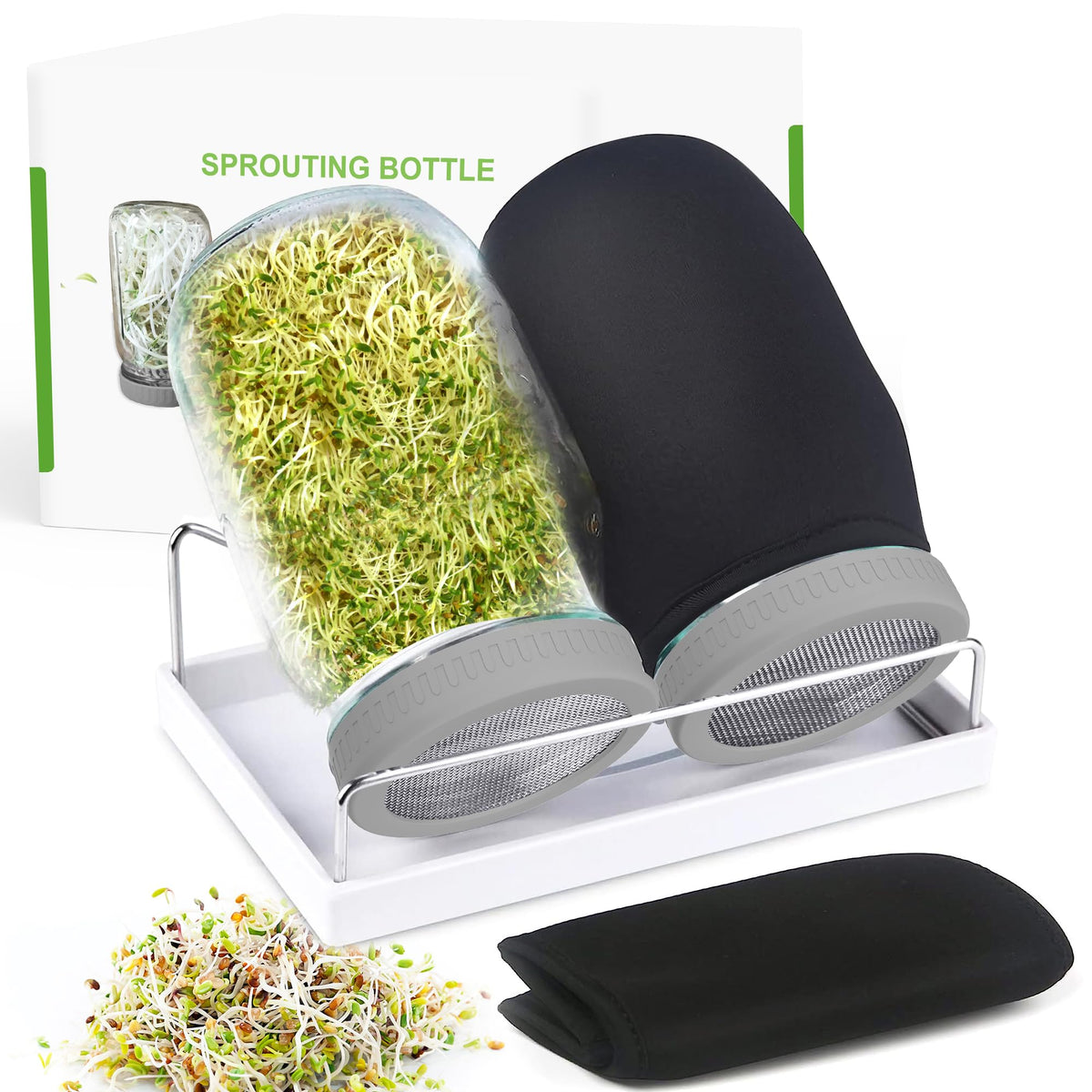 Kitmiido sprouting-jar-setup demonstrates easy at-home sprouts for meals.