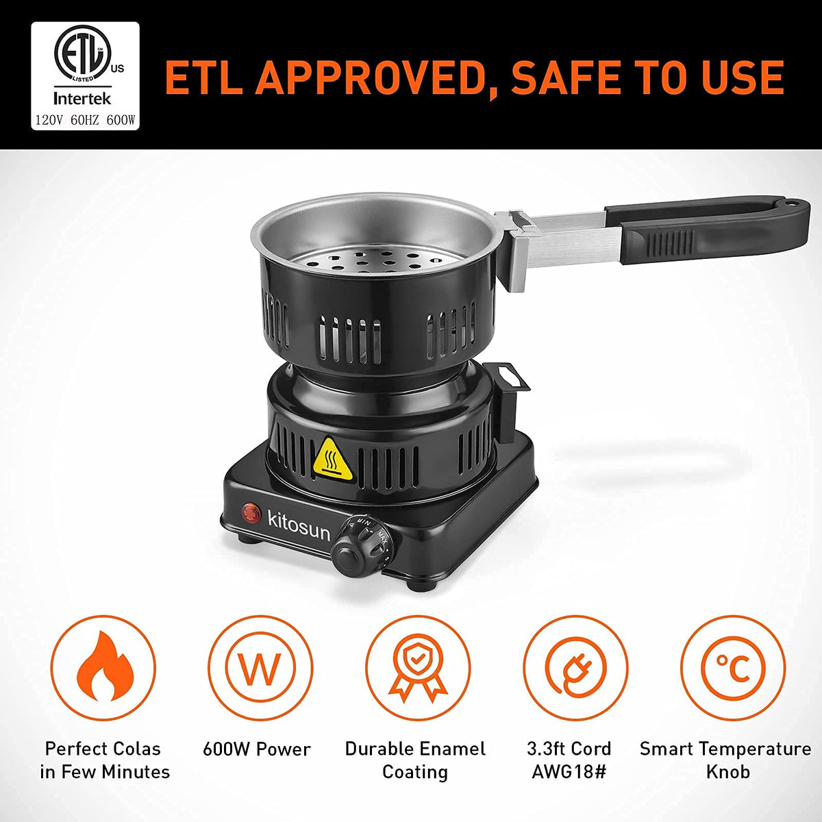 Kitosun detachable handle in use for easy transport and safe maneuvering.