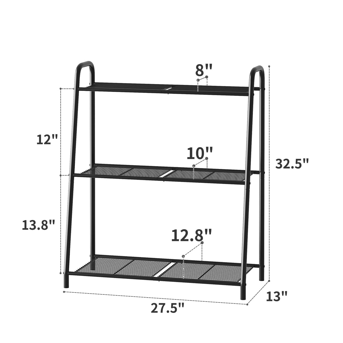 Kitsanery ladder-style plant rack in black fits modern spaces.