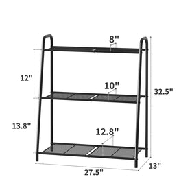 Kitsanery ladder-style plant rack in black fits modern spaces.