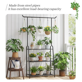 Kitsanery metal plant shelf in living room for stylish indoor greenery.