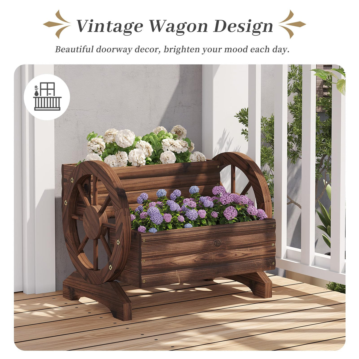 Kitsanery outdoor planter ready for flowers and vegetables on patios.