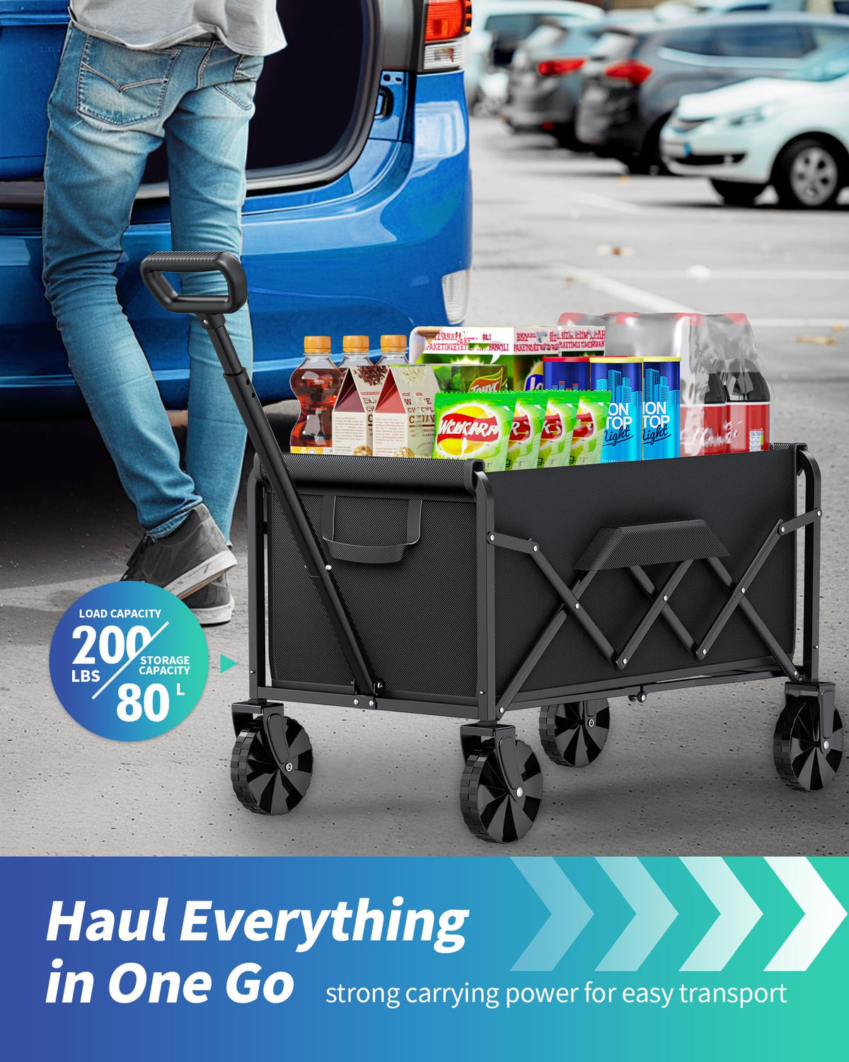 Kitsure wagon supports up to 200lb load for heavy outdoor gear.