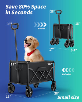 Kitsure collapsible wagon folded state for compact storage after use.