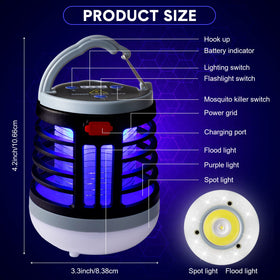 Kittmip 3-in-1 bug zapper with spotlight and floodlight for visibility.