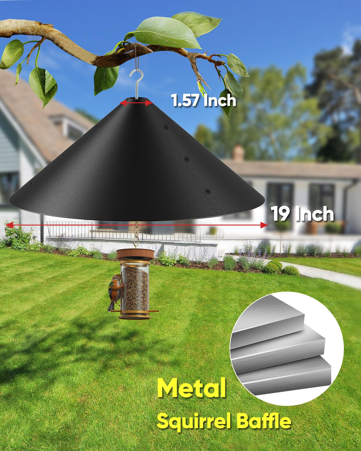 Kitvona metal chew-proof construction withstands harsh outdoors for long-lasting bird feeder protection.