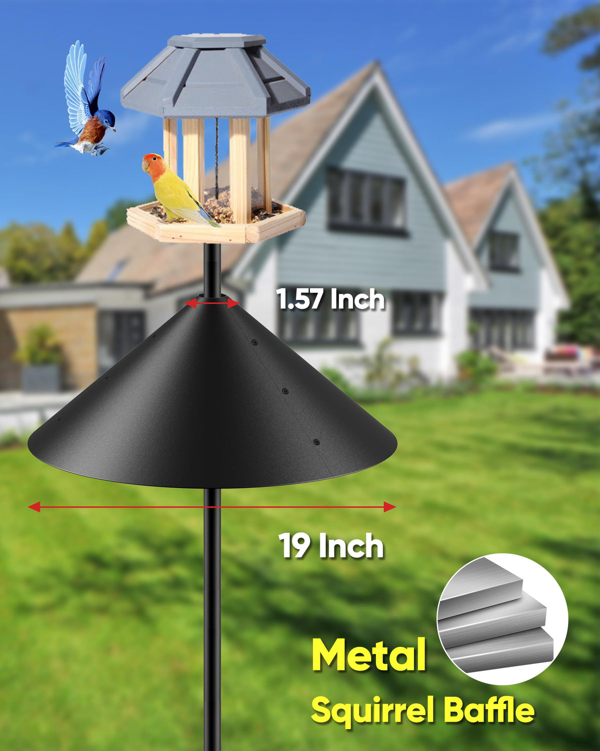 KitVONA metal baffle guards outdoor feeders against chewing and weather.