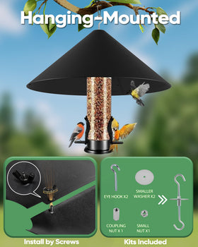 Kitvona outdoor protection keeps hanging feeders accessible to birds while deterring pests.