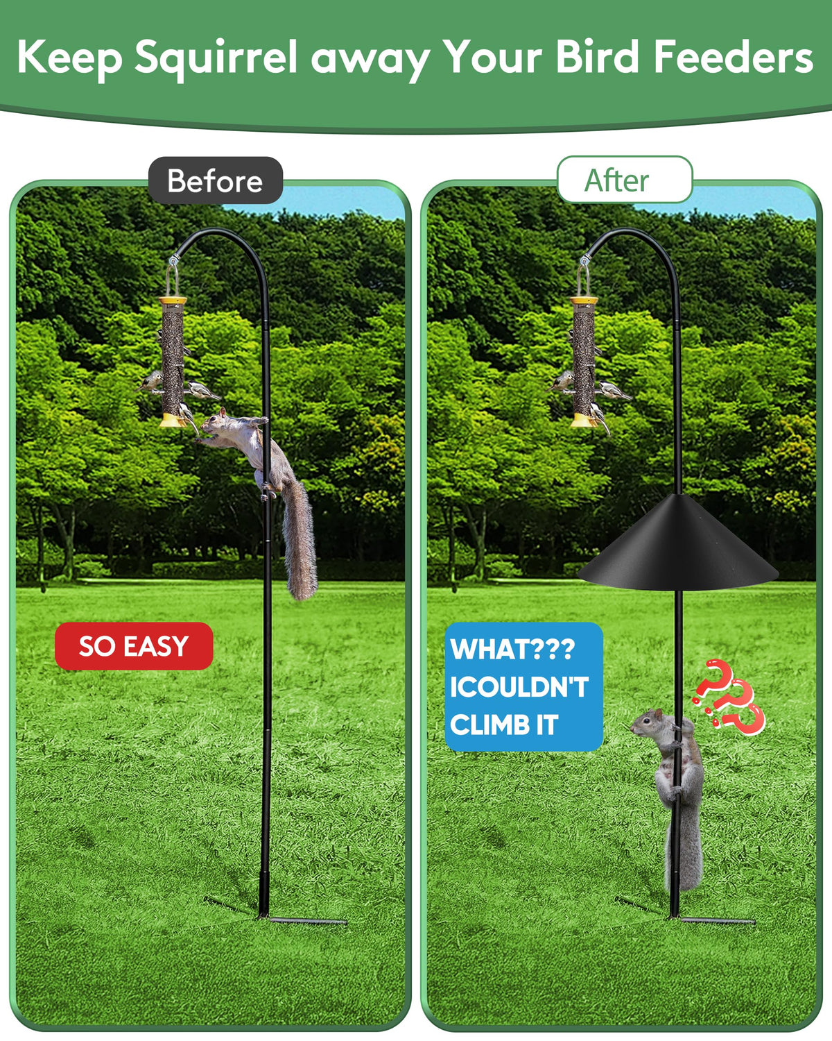KitVONA shepherd’s hook compatible baffle fits many poles.