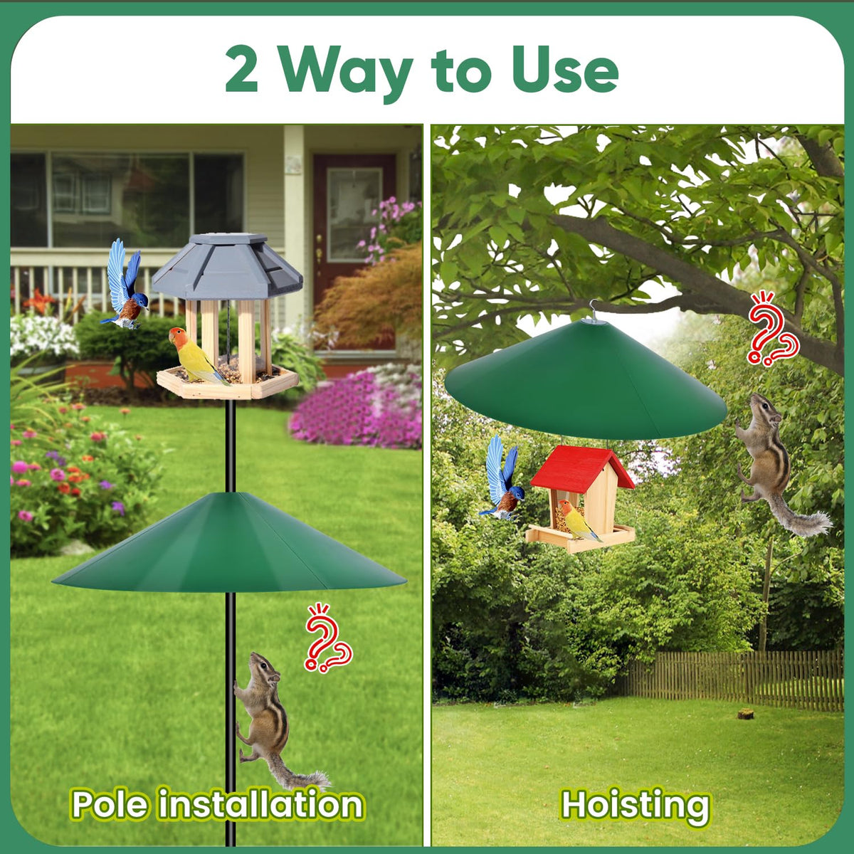 KITVONA red baffle adds color while guarding feeders from squirrels