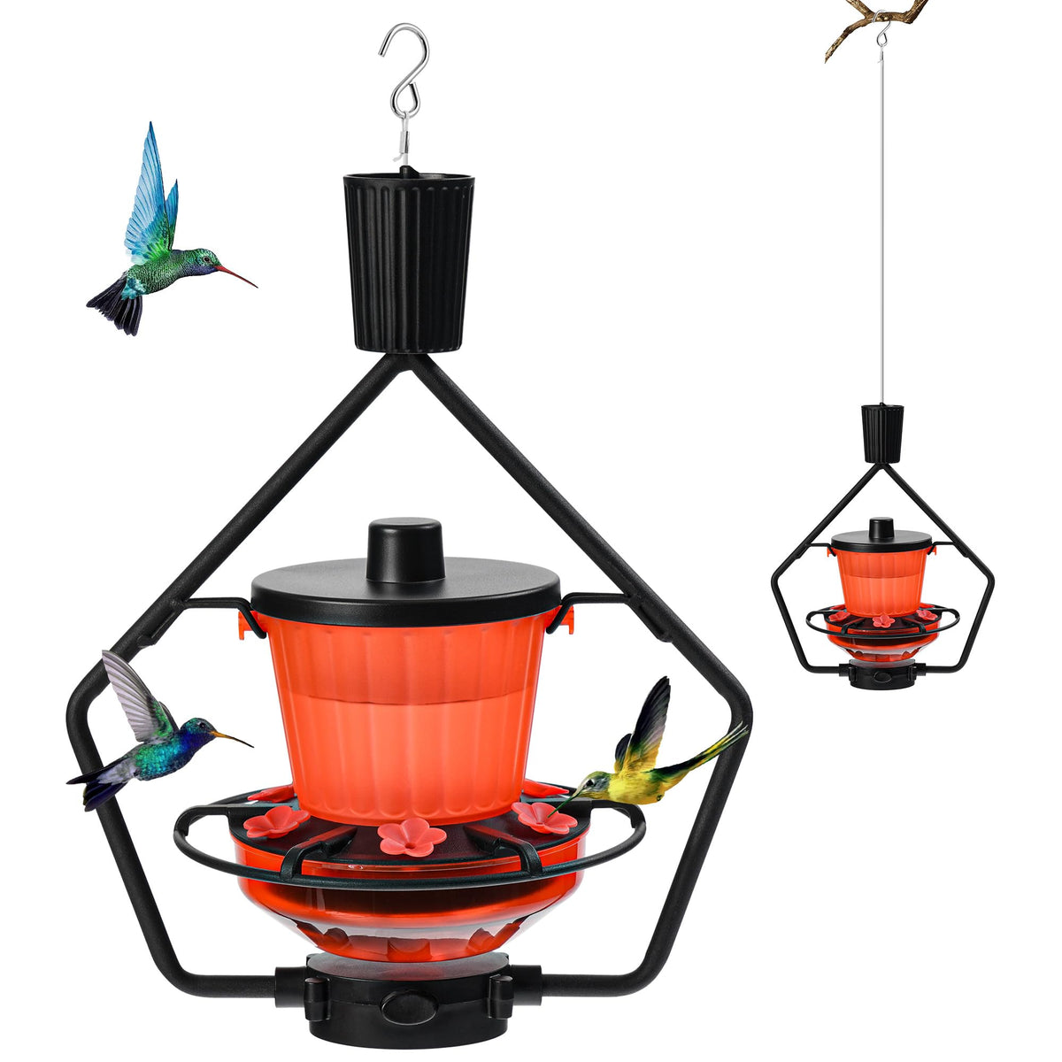 Kitwinney retractable hummingbird feeder with 6 ports for easy viewing and feeding