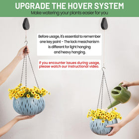 Kitwinney retractable plant hanger in use with a plant on a balcony