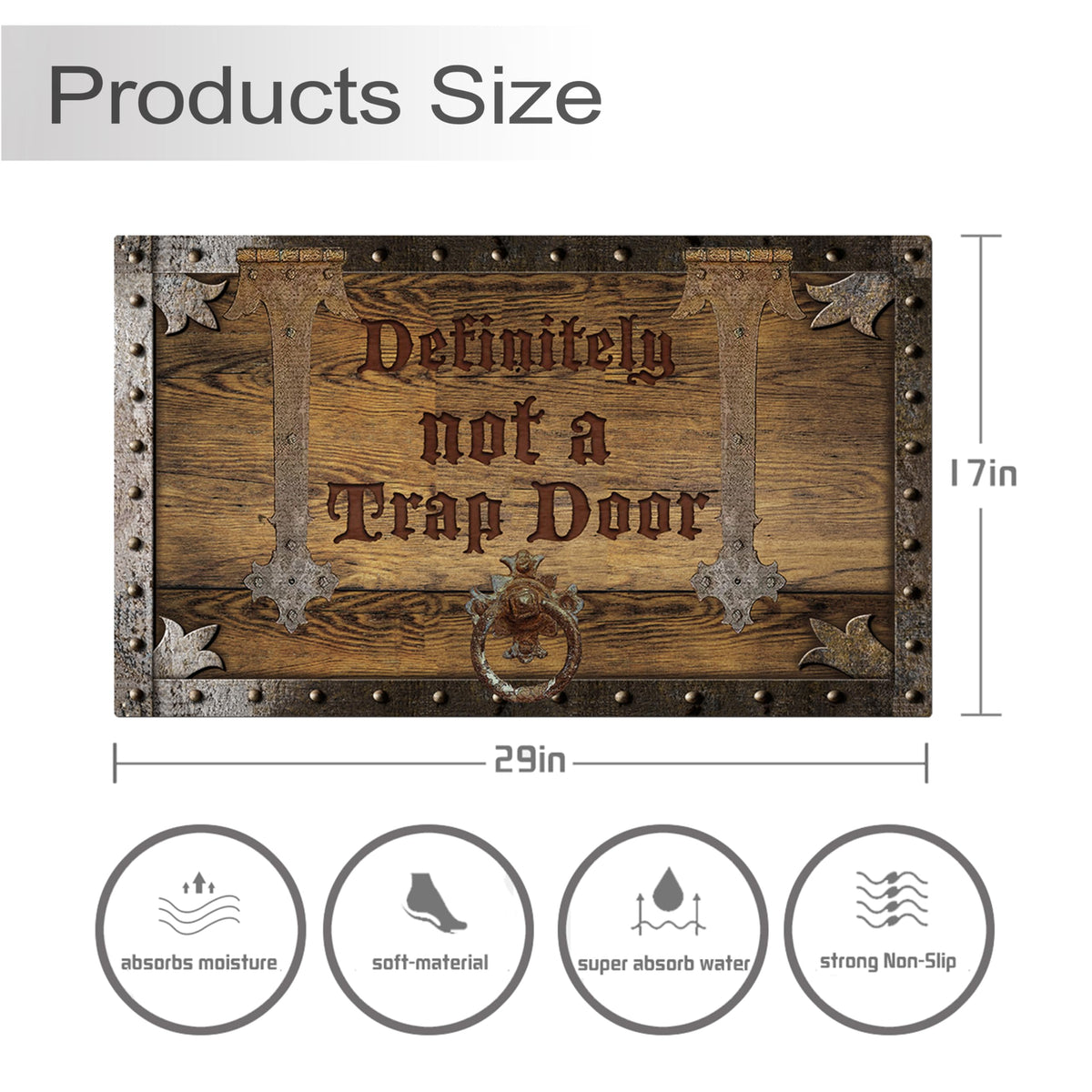 KIYIYZER Definitely Not A Trap Door Doormat back design with non-slip backing