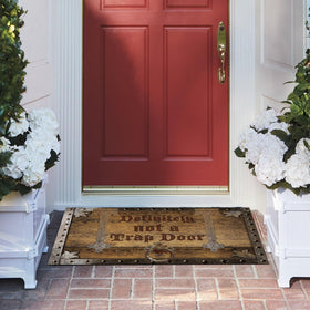 KIYIYZER Definitely Not A Trap Door Doormat close-up texture showing durable polyester