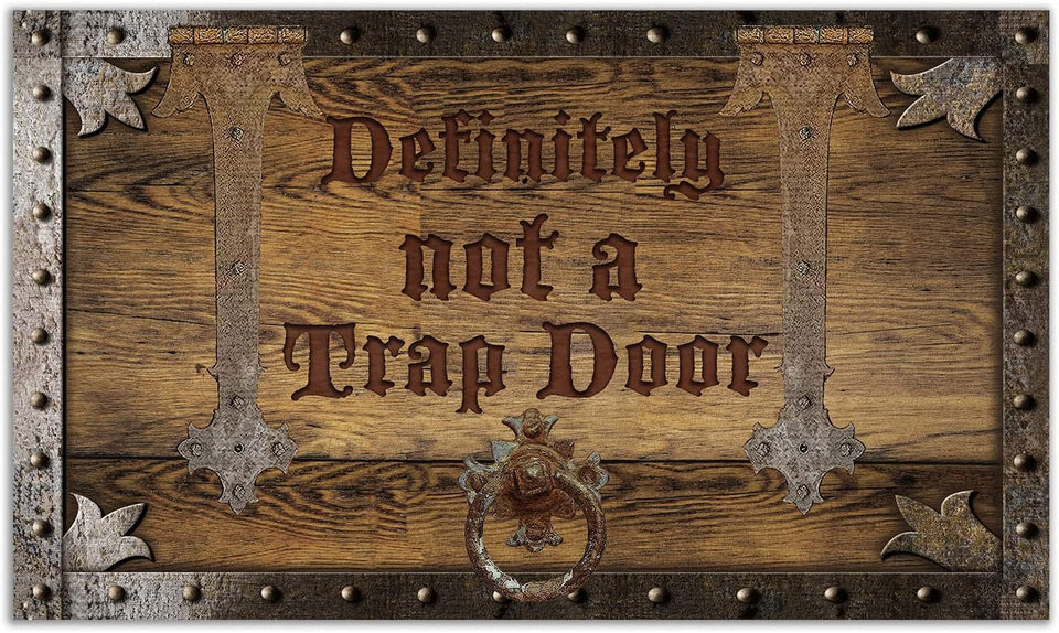 KIYIYZER Definitely Not A Trap Door Doormat front view welcoming guests with humor