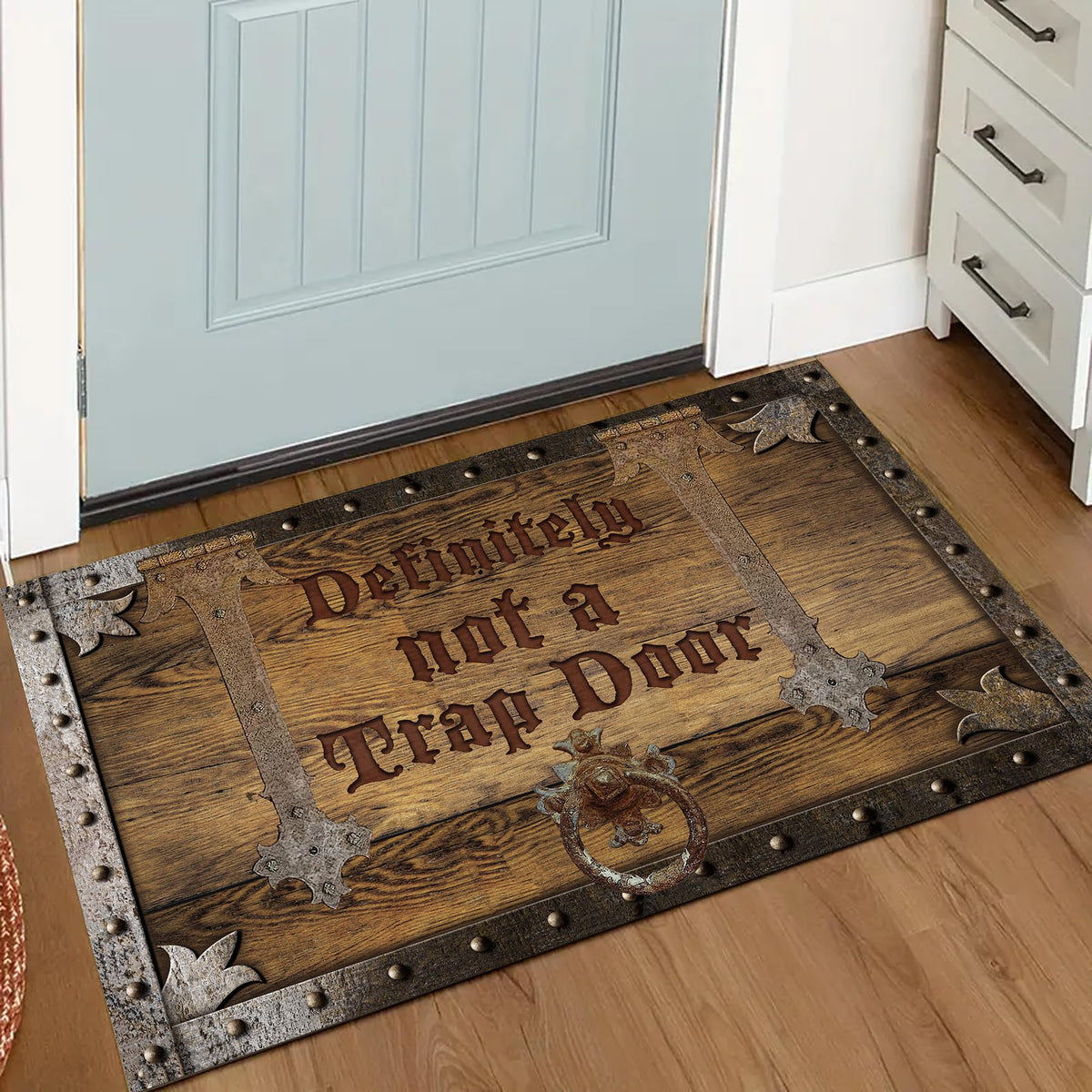 KIYIYZER Definitely Not A Trap Door Doormat living room decor versatility