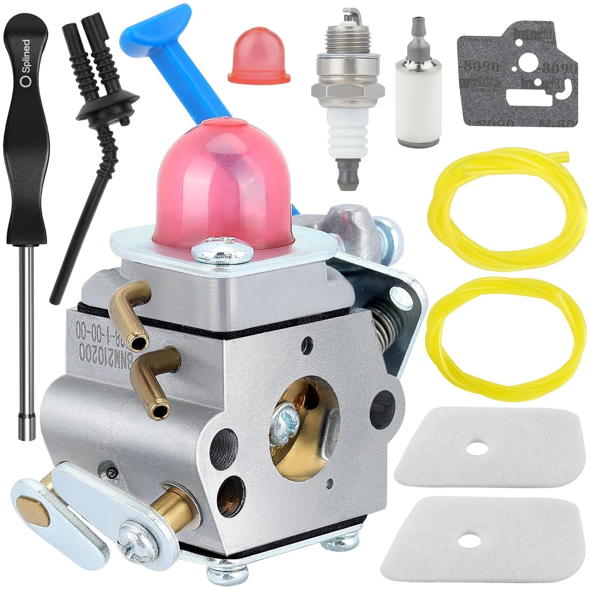 Kizut 128CD carburetor front view for precise Husqvarna fit and potentially smoother operation.
