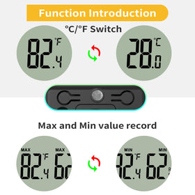 KJCOOSWI compact hygrometer uses CR2032 battery for easy long-life power