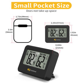 KJCOOSWI mini hygrometer with magnetic back for discreet wall mounting