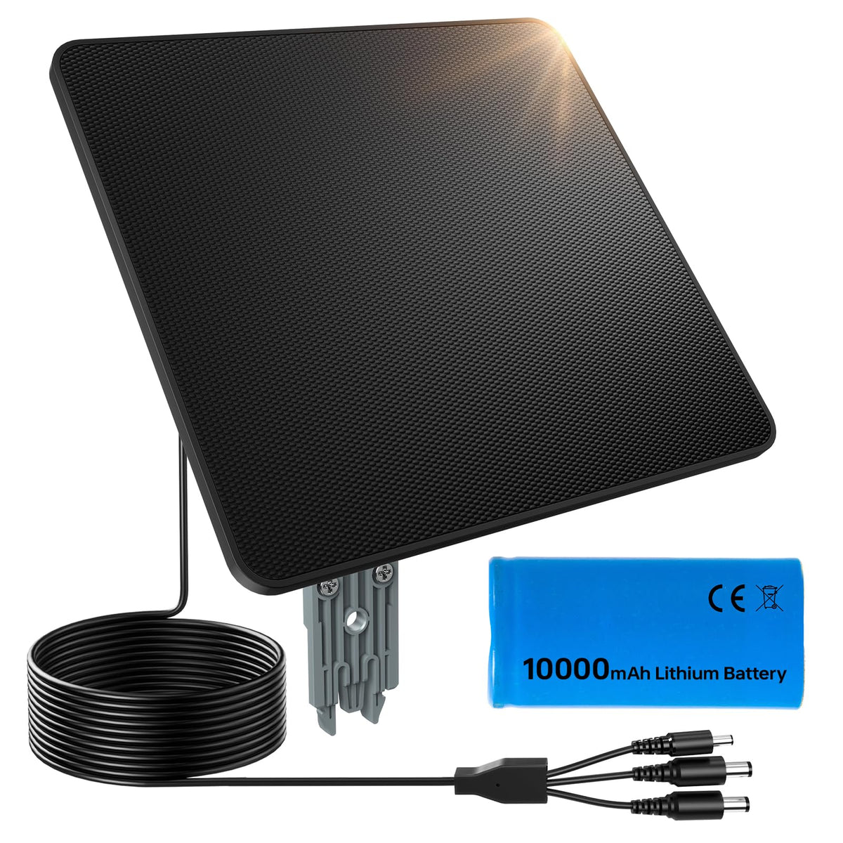 KJK trail camera solar panel 6W powering outdoor cameras in sunlight.