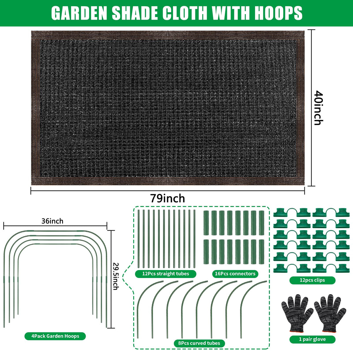 KJX straight tubes support stable arch setup for raised beds.