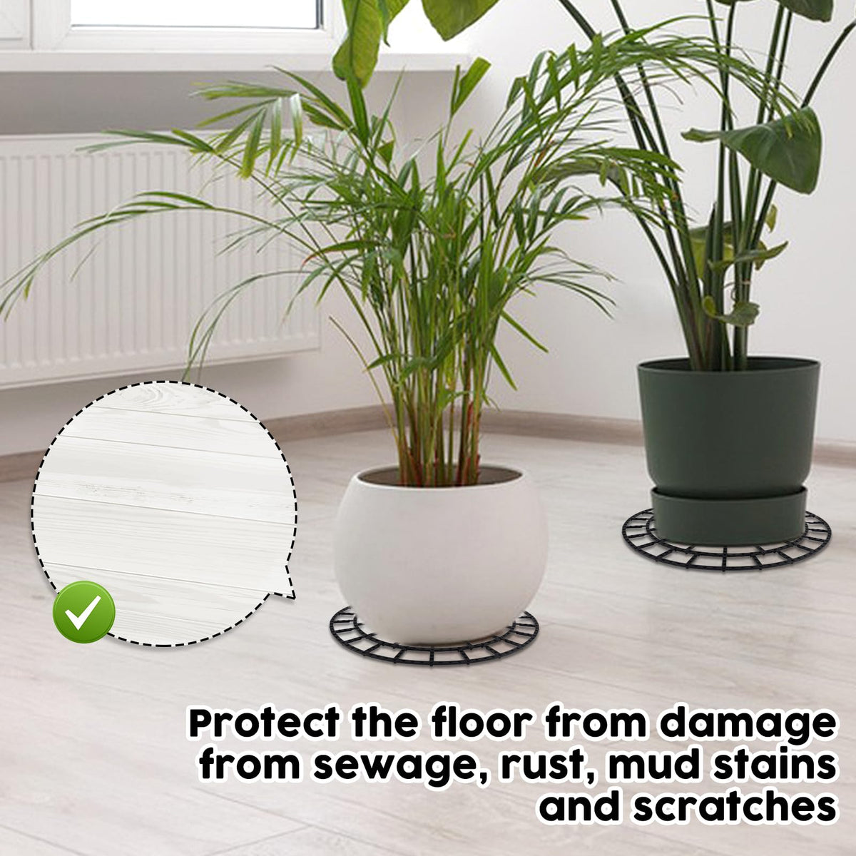 KKONHII air circulation and drainage support reduces water pooling under pots.