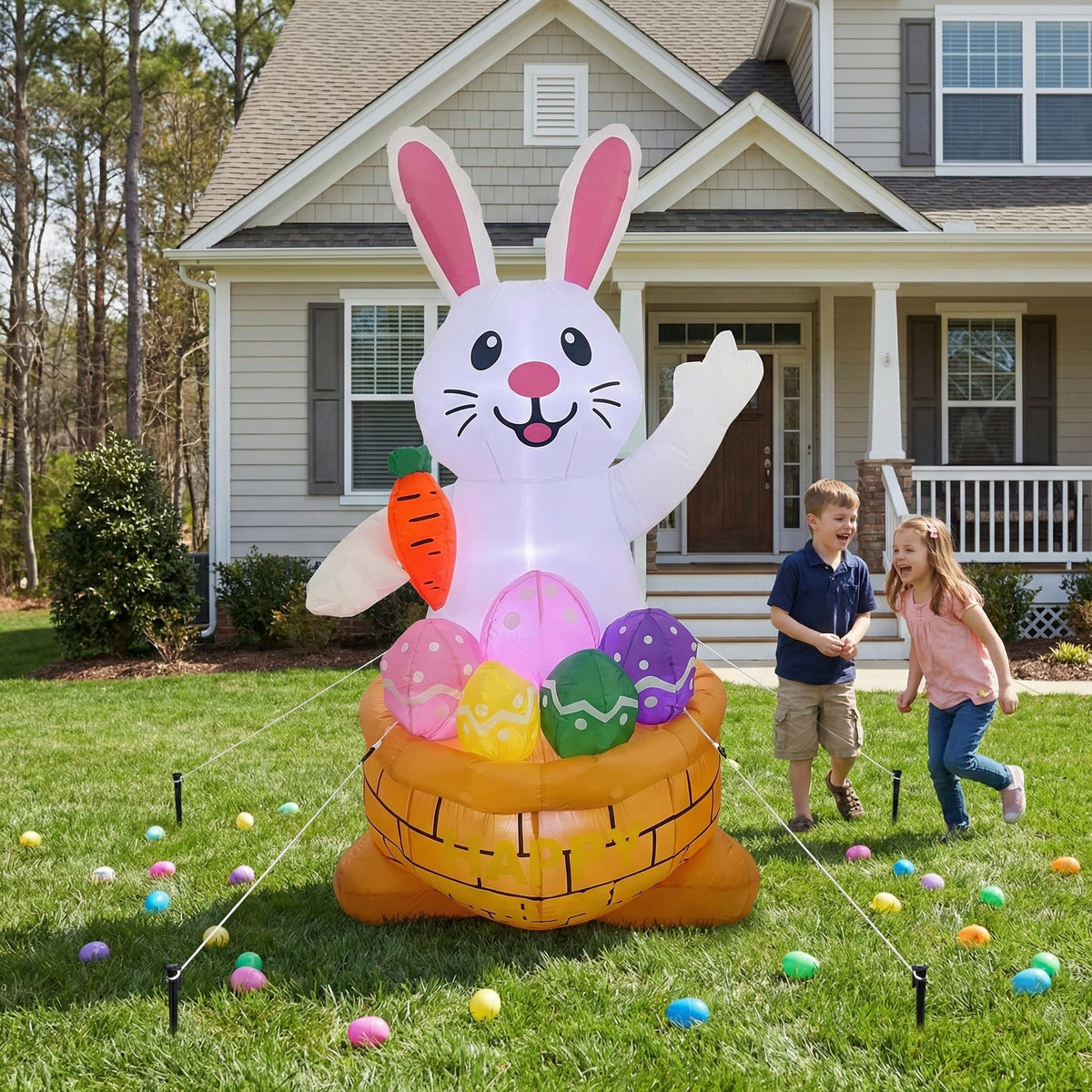 KKZACONL built-in LED lights brighten nighttime yard decor.