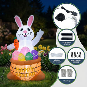 KKZACONL tall Easter bunny inflatable set with quick setup.