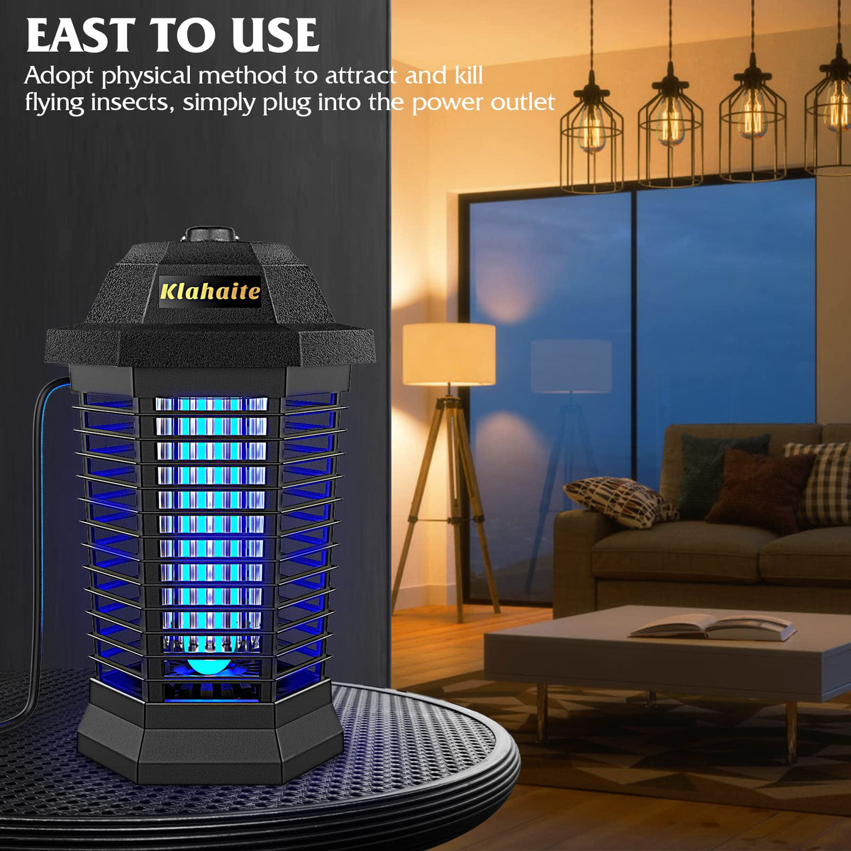 Klahaite bug zapper with 4.6ft cord enables flexible placement
