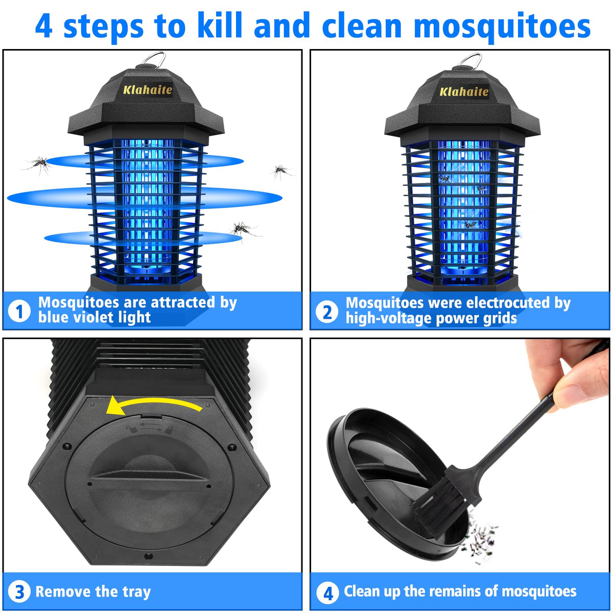 Klahaite bug zapper removable tray eases debris disposal after use