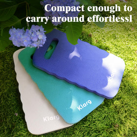 Klarg compact 16.5x9 inch pad balances portability and knee room.