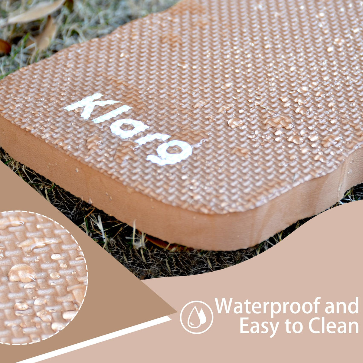 Klarg Garden Kneeling Pad waterproof surface keeps knees dry.