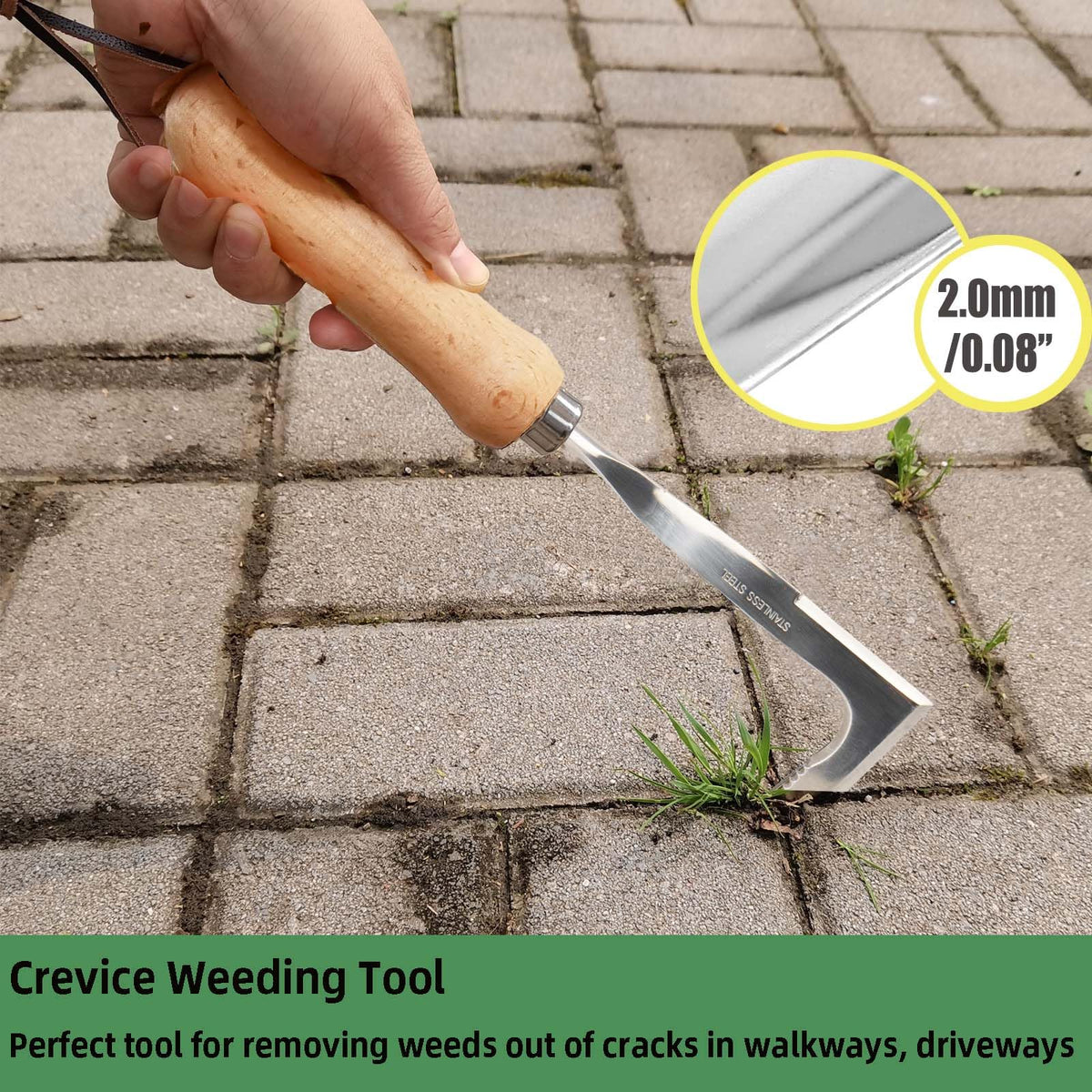 KLDOLLAR Crack Weeder beech wood handle for comfortable grip.