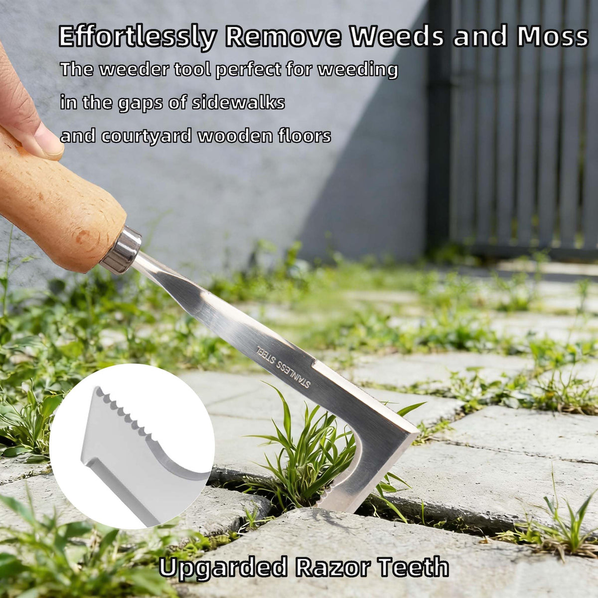 KLDOLLAR Crack Weeder L-shaped blade enables easy crack weeding.