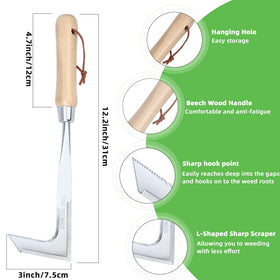 KLDOLLAR Crack Weeder serrated tines reach deep into cracks to grab roots.