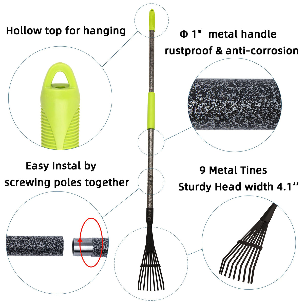 KLDOLLAR garden rake soft foam grip close-up reduces hand fatigue