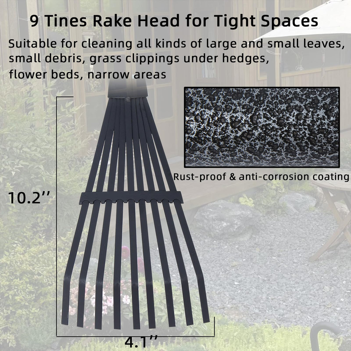 KLDOLLAR garden rake with rust-proof coating and steel handle for durability