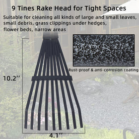 KLDOLLAR garden rake with rust-proof coating and steel handle for durability