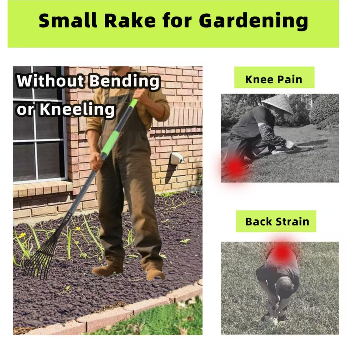 KLDOLLAR garden rake used between shrubs to tidy leaves and debris