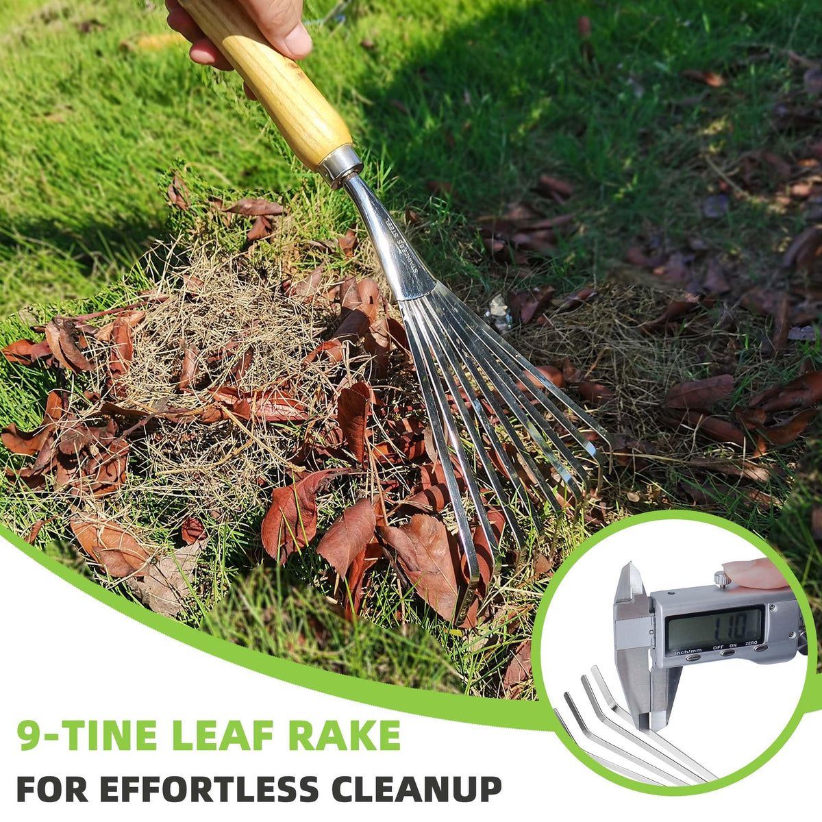 KLDOLLAR garden sweep tool aiding quick mulch and debris distribution.