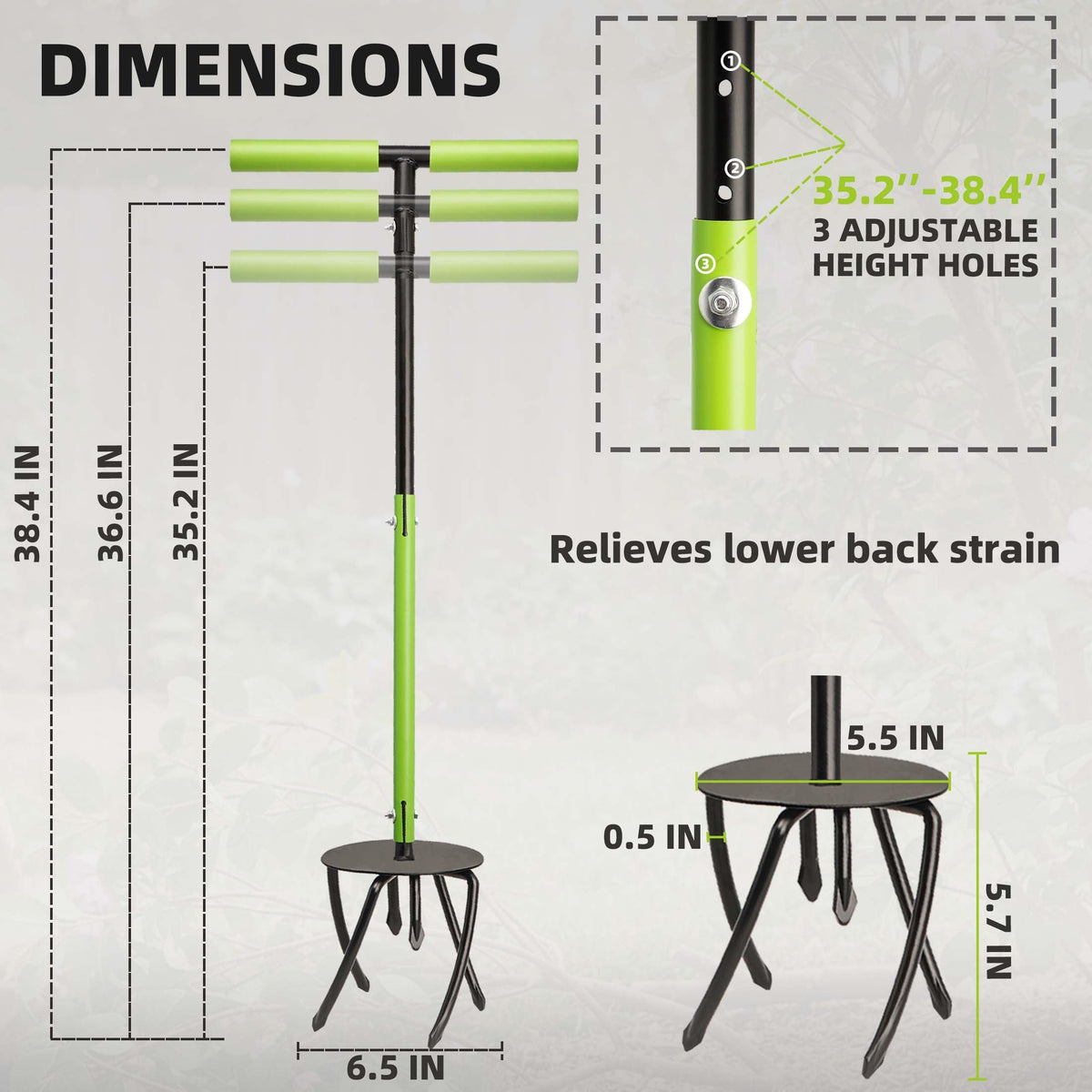 KLDOLLAR adjustable handle length for comfortable reach across garden heights