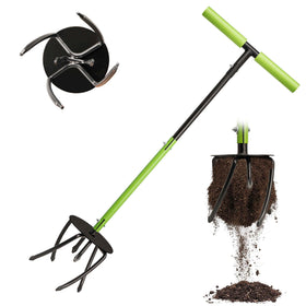 KLDOLLAR hand tiller with arrow tines for deep soil loosening in garden beds