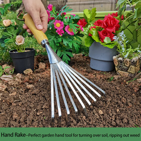 KLDOLLAR small leaf rake ideal for cleaning flower beds and borders.