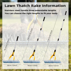 KLDOLLAR Thatch Rake adjustable length for different user heights